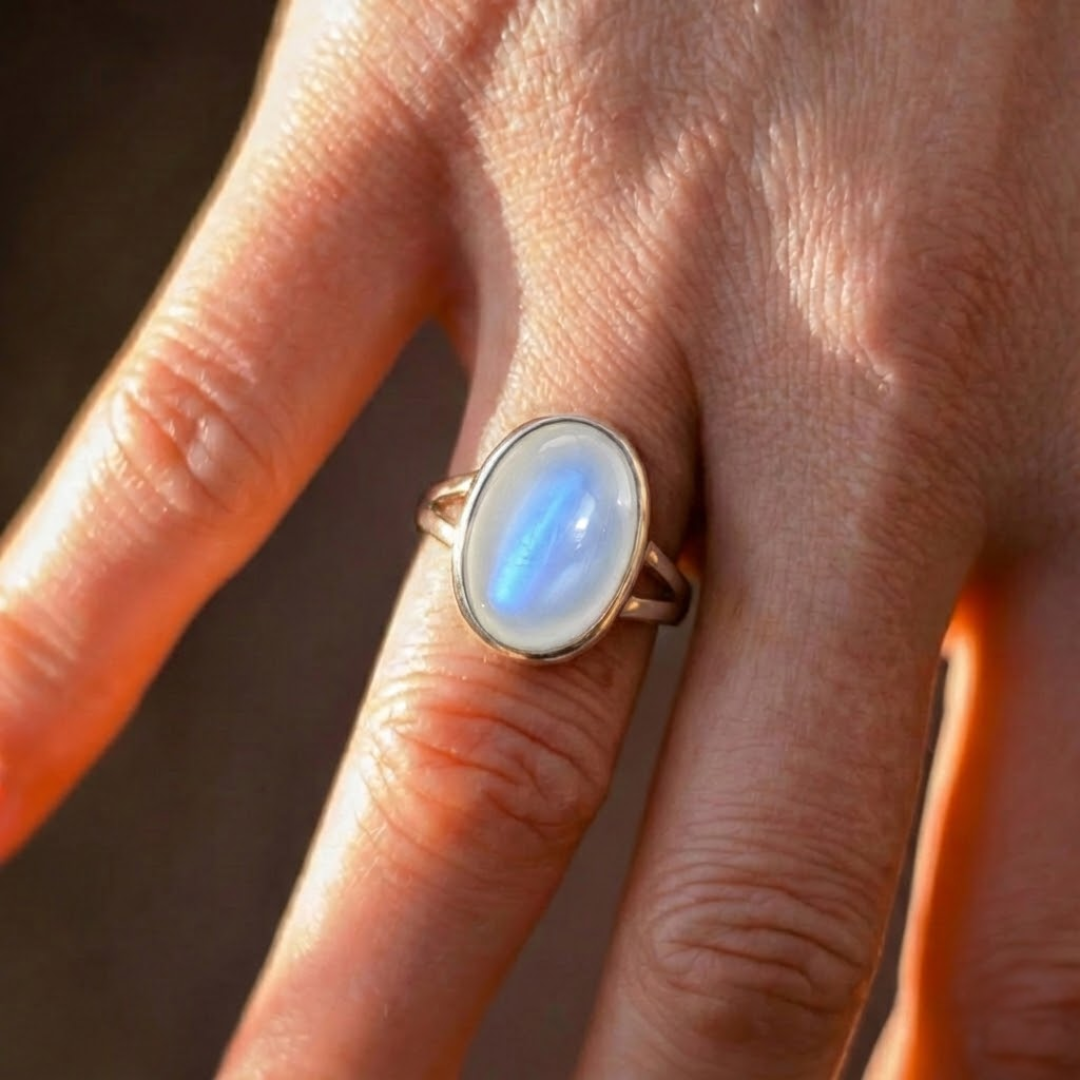 Bague Ajustable "Intuition Céleste" en Pierre de Lune