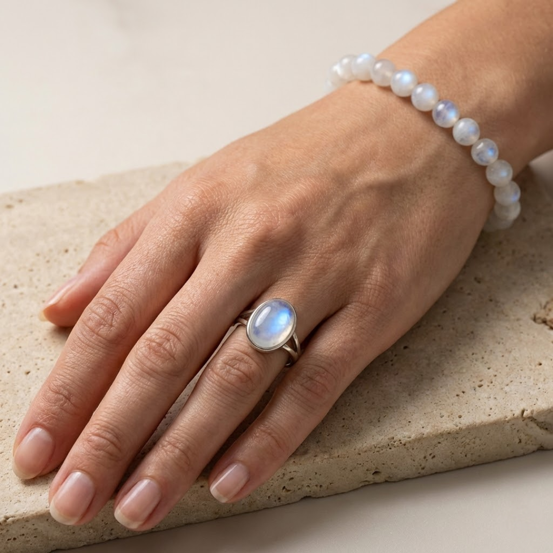 Bague Ajustable "Intuition Céleste" en Pierre de Lune