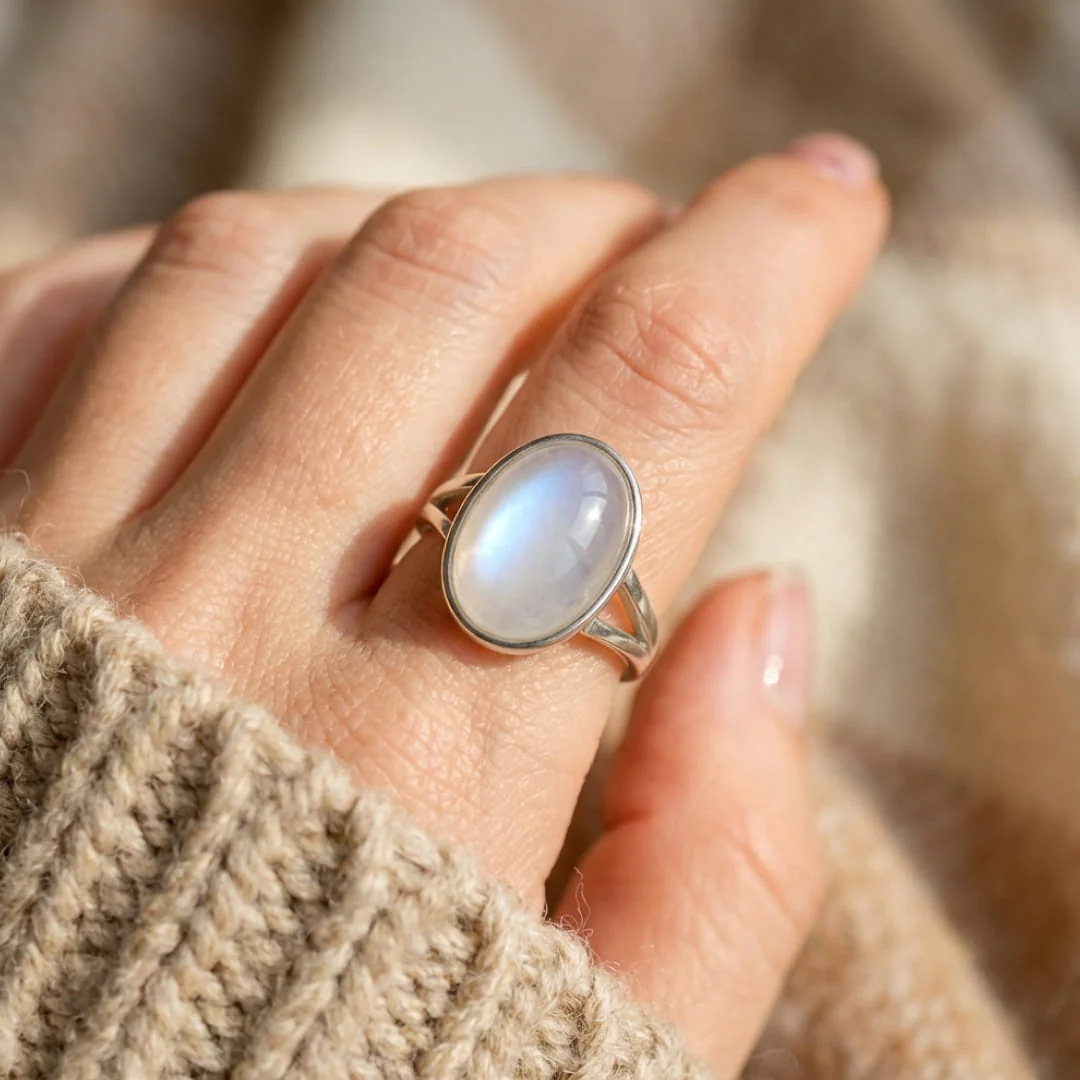 Bague Ajustable "Intuition Céleste" en Pierre de Lune