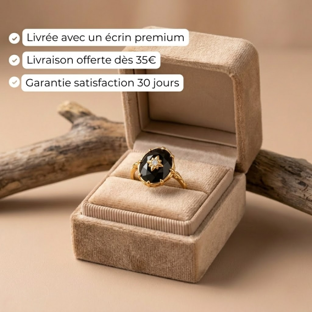 Bague Ajustable "Ancrage Éternel" en Agate Noire