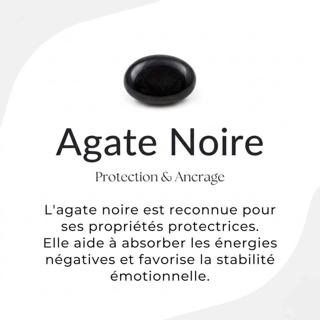 Bague Ajustable "Ancrage Éternel" en Agate Noire