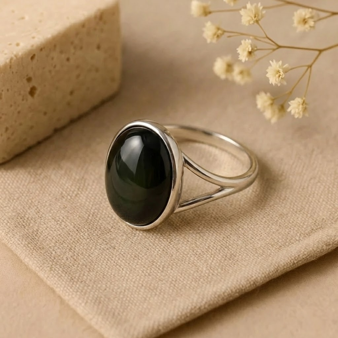 Bague Ajustable "Protection" en Obsidienne Œil Céleste
