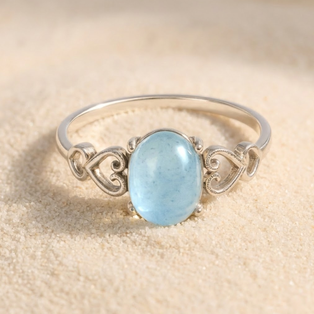 Bague Ajustable "Havre de Paix" en Aigue-Marine