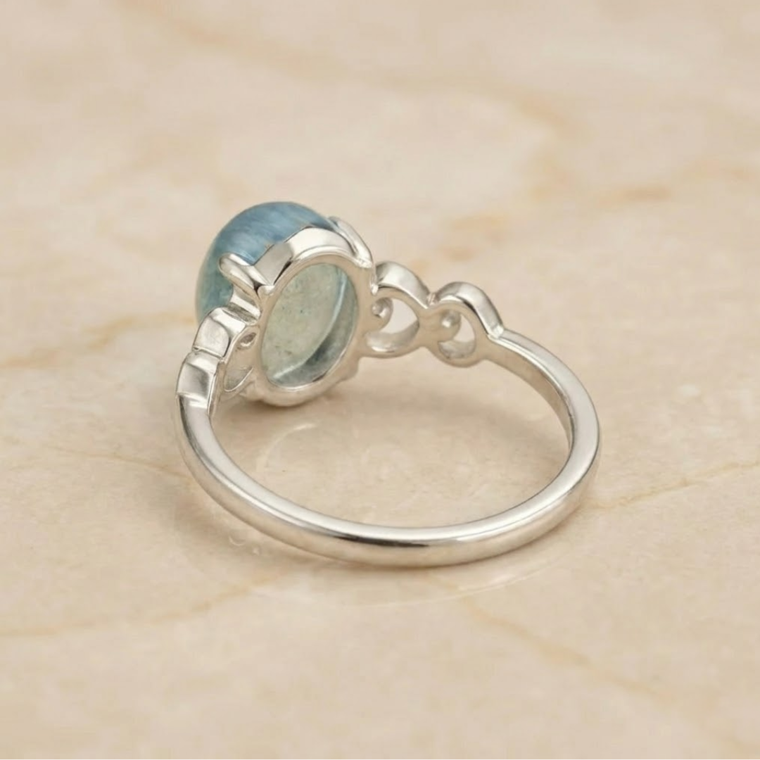 Bague Ajustable "Havre de Paix" en Aigue-Marine