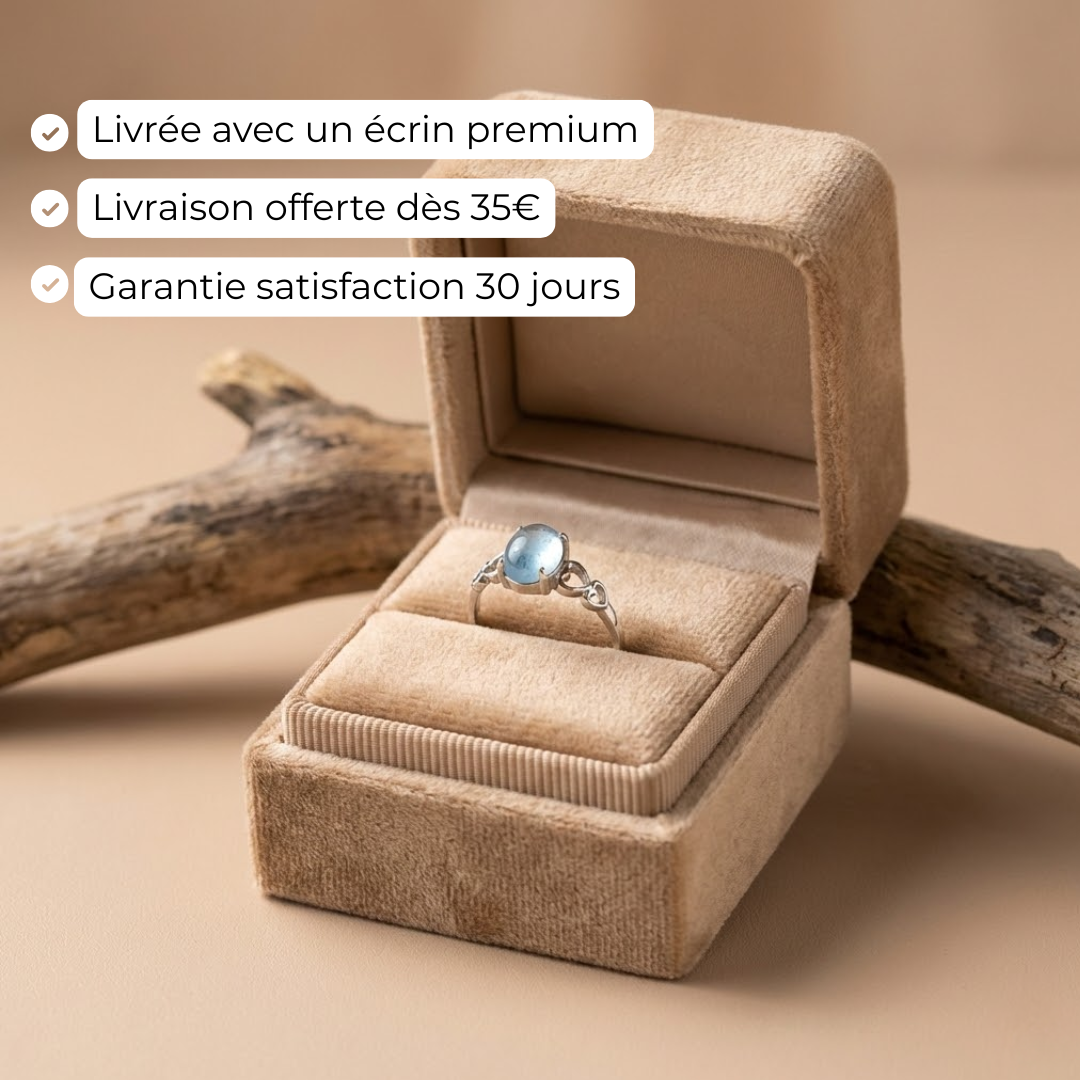 Bague Ajustable "Havre de Paix" en Aigue-Marine